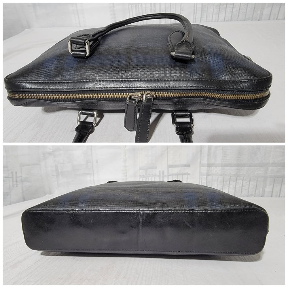 Authentic BURBERRY Hambleton London Check Briefcase Messenger Bag Blue - Picture 9 of 13